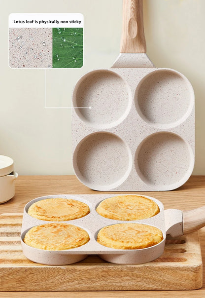2/ 4 Holes Frying Pot Pan Black Thickened Kitchen Omelet Non-Stick Egg Poacher Pancake Crepe Steak Cooking Ham Breakfast Maker