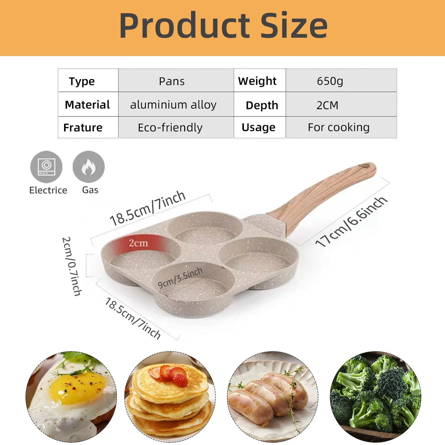 2/ 4 Holes Frying Pot Pan Black Thickened Kitchen Omelet Non-Stick Egg Poacher Pancake Crepe Steak Cooking Ham Breakfast Maker