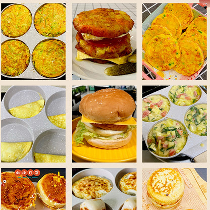 2/ 4 Holes Frying Pot Pan Black Thickened Kitchen Omelet Non-Stick Egg Poacher Pancake Crepe Steak Cooking Ham Breakfast Maker