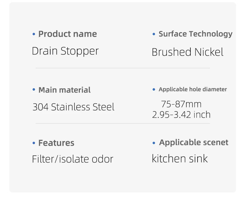 Stainless Steel Smart Drain Plug for Kitchen Sink