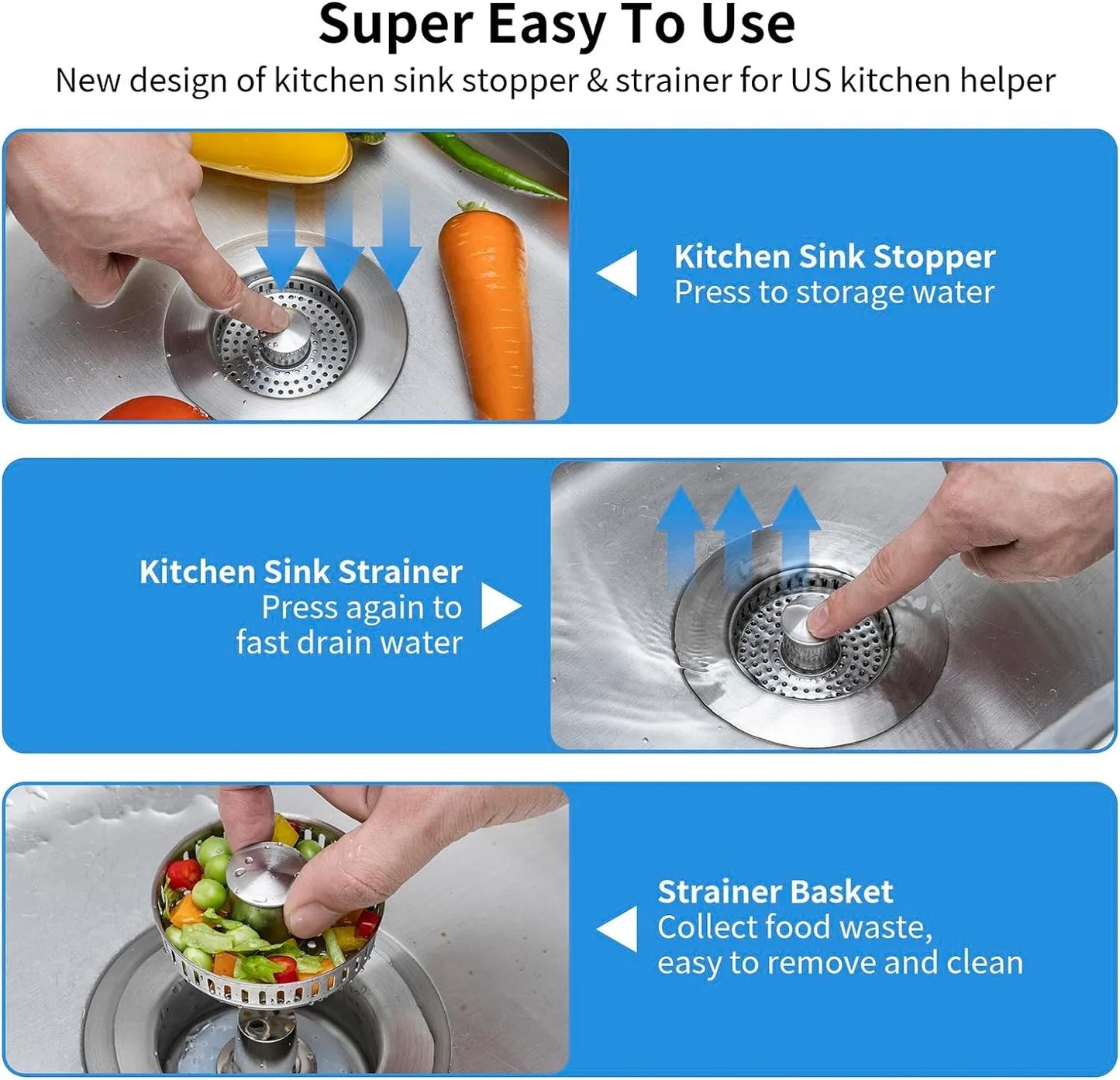 Stainless Steel Smart Drain Plug for Kitchen Sink
