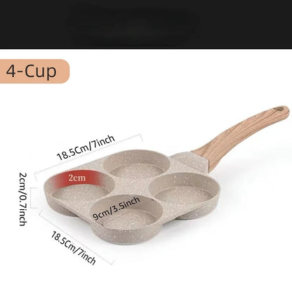 2/ 4 Holes Frying Pot Pan Black Thickened Kitchen Omelet Non-Stick Egg Poacher Pancake Crepe Steak Cooking Ham Breakfast Maker