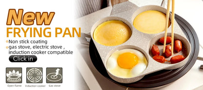 2/ 4 Holes Frying Pot Pan Black Thickened Kitchen Omelet Non-Stick Egg Poacher Pancake Crepe Steak Cooking Ham Breakfast Maker