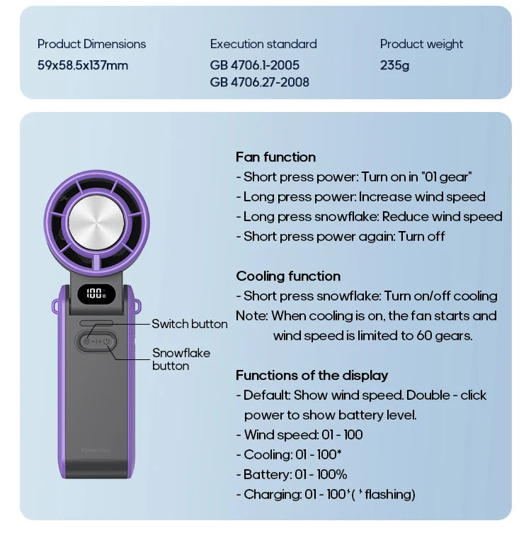 Ultra‑Cool Foldable Handheld Fan – 100 Speed Settings