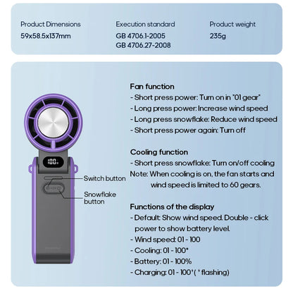 Ultra‑Cool Foldable Handheld Fan – 100 Speed Settings
