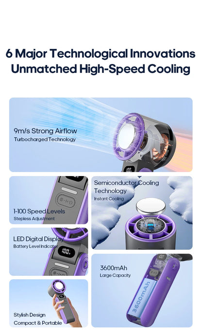 Ultra‑Cool Foldable Handheld Fan – 100 Speed Settings