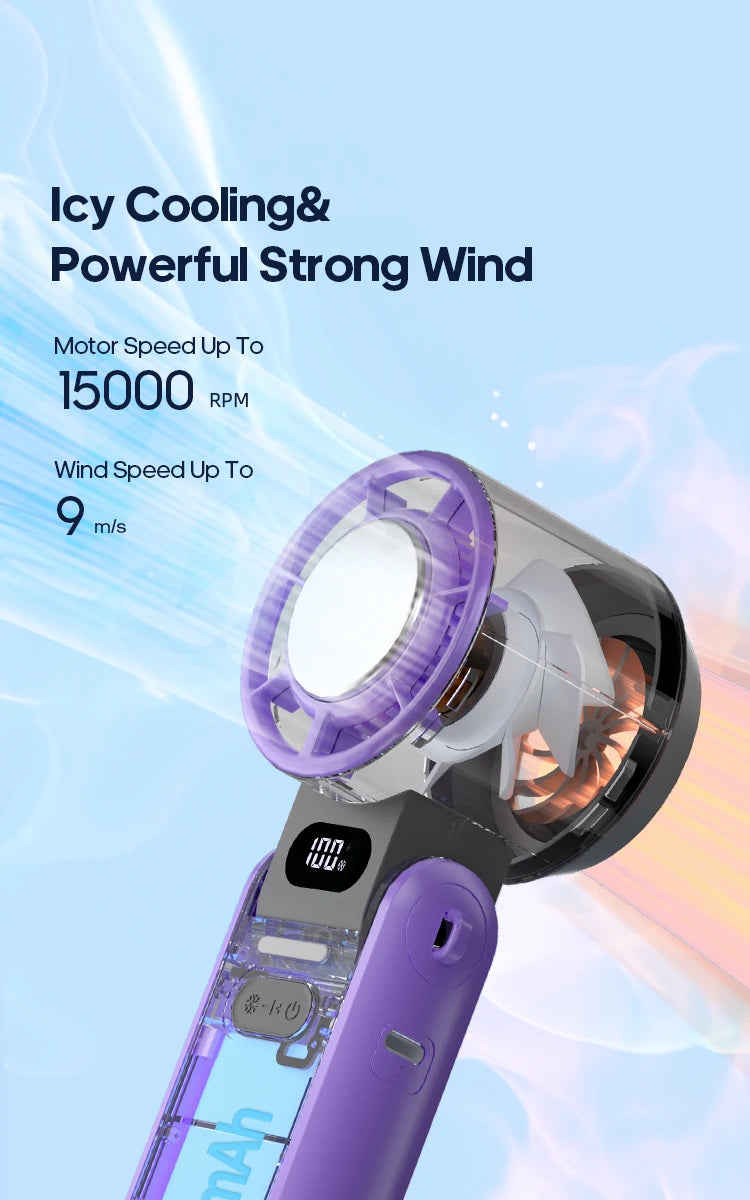 Ultra‑Cool Foldable Handheld Fan – 100 Speed Settings