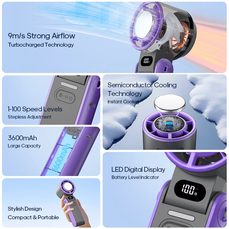 Ultra‑Cool Foldable Handheld Fan – 100 Speed Settings