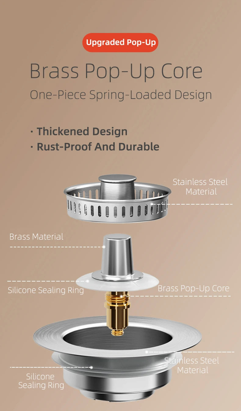 Stainless Steel Smart Drain Plug for Kitchen Sink
